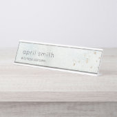 Abstracte Aqua Blue Brush Stoke Waterverf Glitter Bureau Naambordje (Voorkant)