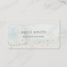 Abstracte Aqua Blue Brush Stoke Waterverf Glitter Visitekaartje
