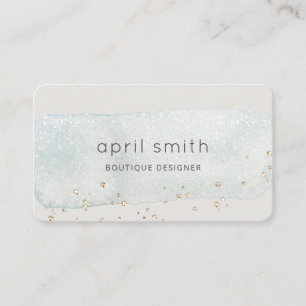 Abstracte Aqua Blue Brush Stoke Waterverf Glitter Visitekaartje
