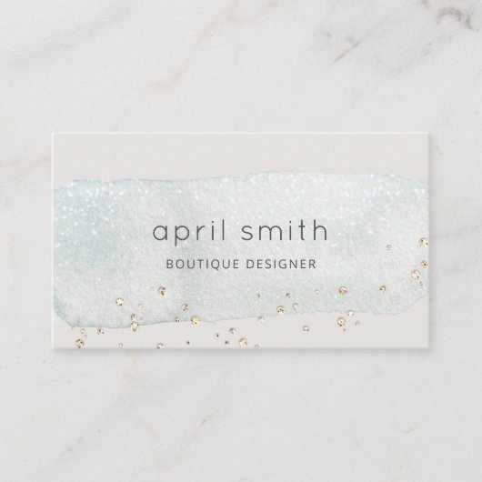 Abstracte Aqua Blue Brush Stoke Waterverf Glitter Visitekaartje (Voorkant)