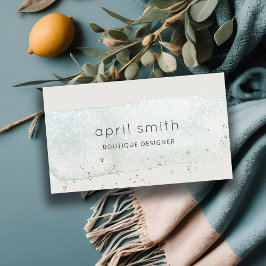 Abstracte Aqua Blue Brush Stoke Waterverf Glitter Visitekaartje