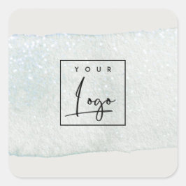 Abstracte Aqua Blue Brush Stoke Waterverf Logo Vierkante Sticker