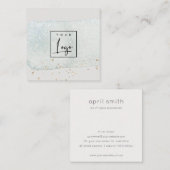 Abstracte Aqua Blue Brush Stoke Waterverf Logo Vierkante Visitekaartje (Voorkant / Achterkant)