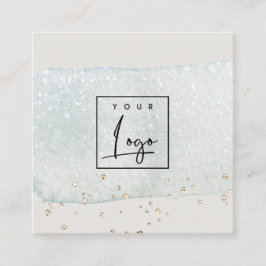 Abstracte Aqua Blue Brush Stoke Waterverf Logo Vierkante Visitekaartje