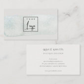 Abstracte Aqua Blue Brush Stoke Waterverf Logo Visitekaartje (Voorkant / Achterkant)