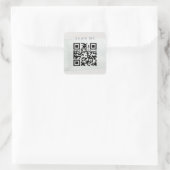 Abstracte Aqua Blue Brush Stoke Waterverf QR Code Vierkante Sticker (Tas)