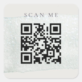 Abstracte Aqua Blue Brush Stoke Waterverf QR Code Vierkante Sticker