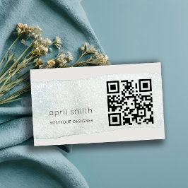 Abstracte Aqua Blue Brush Stoke Waterverf QR Code Visitekaartje