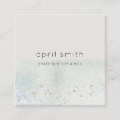 Abstracte Aqua Blue Brush Stoke Waterverf Shiny Vierkante Visitekaartje (Voorkant)