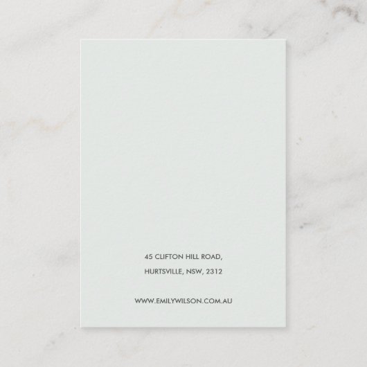 ABSTRACTE AQUA BLUE CERAMIC KETTING DISPLAY LOGO VISITEKAARTJE (Achterkant)