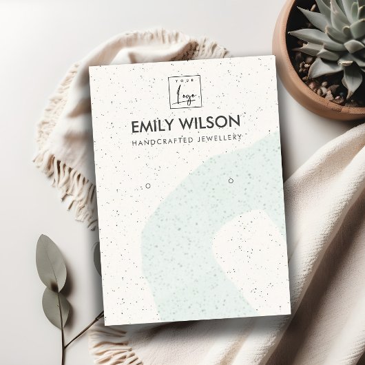 ABSTRACTE AQUA BLUE KERAMISCHE OORBEL DISPLAY LOGO VISITEKAARTJE