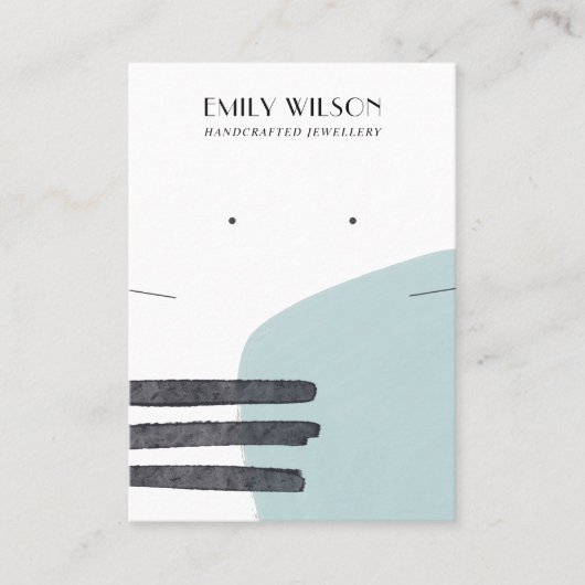 ABSTRACTE AQUA BLUE KETTING EARRING DISPLAY KAART VISITEKAARTJE (Voorkant)