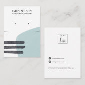 ABSTRACTE AQUA BLUE KETTING EARRING DISPLAY KAART VISITEKAARTJE (Voorkant / Achterkant)