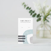 ABSTRACTE AQUA BLUE LINES STUD EARRING DISPLAY-KAA VISITEKAARTJE (Staand voorkant)