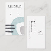 ABSTRACTE AQUA BLUE LINES STUD EARRING DISPLAY-KAA VISITEKAARTJE (Voorkant / Achterkant)