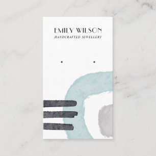 ABSTRACTE AQUA BLUE LINES STUD EARRING DISPLAY-KAA VISITEKAARTJE