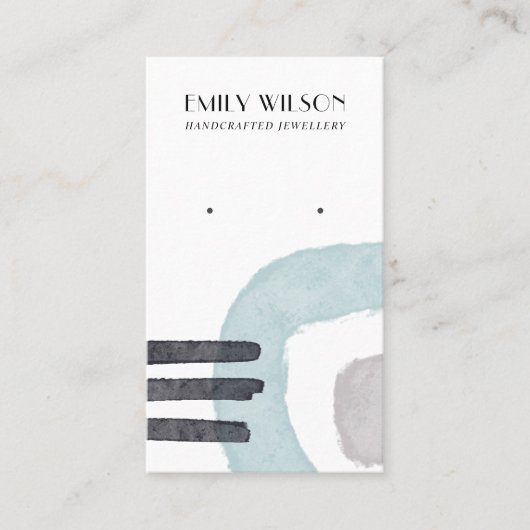 ABSTRACTE AQUA BLUE LINES STUD EARRING DISPLAY-KAA VISITEKAARTJE (Voorkant)