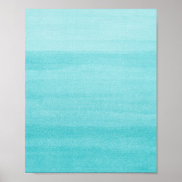 Abstracte Aqua Blue Ombre Waterverf Art Poster
