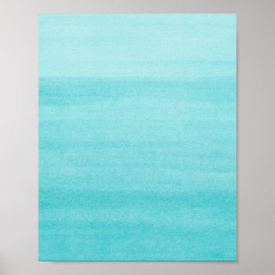 Abstracte Aqua Blue Ombre Waterverf Art Poster