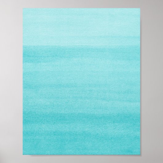 Abstracte Aqua Blue Ombre Waterverf Art Poster (Voorkant)