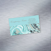 abstracte aqua blue waterverf salon SPA Magnetisch Visitekaartje (Voorbeeld)