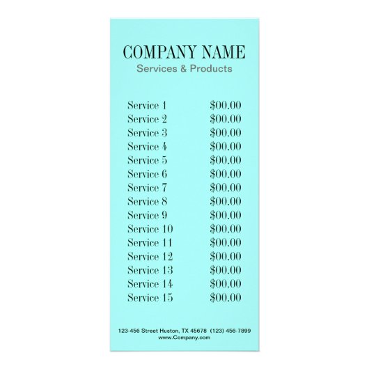 abstracte aqua blue waterverf salon SPA Reclamekaart (Achterkant)