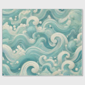Abstracte Aqua Blue & White Wave – moderne vloeien Cadeaupapier (Vlak)