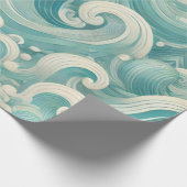 Abstracte Aqua Blue & White Wave – moderne vloeien Cadeaupapier (Hoek)