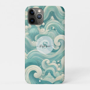 Abstracte Aqua Blue & White Wave – moderne vloeien Case-Mate iPhone Case