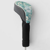 Abstracte Aqua Blue & White Wave – moderne vloeien Golfheadcover (Schuin)