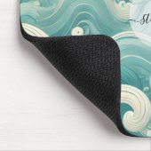 Abstracte Aqua Blue & White Wave – moderne vloeien Muismat (Hoek)