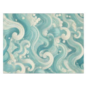 Abstracte Aqua Blue & White Wave – moderne vloeien Tafelkleed (Voorkant (Horizontaal))