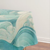 Abstracte Aqua Blue & White Wave – moderne vloeien Tafelkleed (Voorbeeld)
