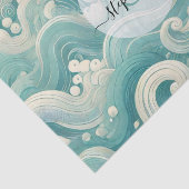 Abstracte Aqua Blue & White Wave – moderne vloeien Tissuepapier (Detail)