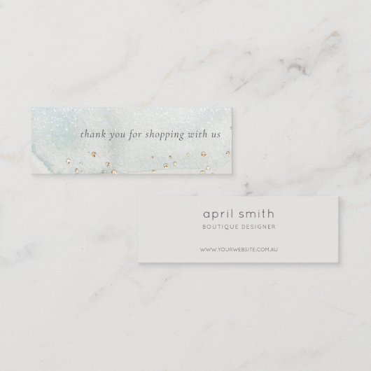 Abstracte Aqua Brush Stoke Bedankt voor uw bestell Mini Visitekaartje (Voorkant / Achterkant)