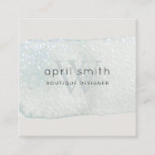 Abstracte Aqua Brush Stoke Monogram Review Request Vierkante Visitekaartje (Voorkant)