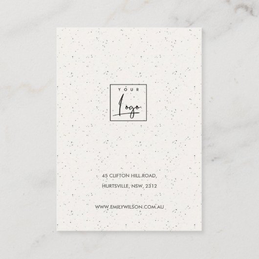 ABSTRACTE AQUA CERAMIC WAVES EARING DISPLAY LOGO VISITEKAARTJE (Achterkant)