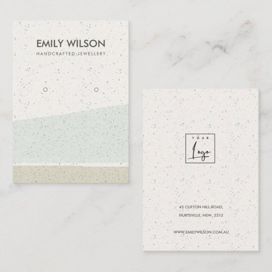 ABSTRACTE AQUA CERAMIC WAVES EARING DISPLAY LOGO VISITEKAARTJE (Voorkant / Achterkant)