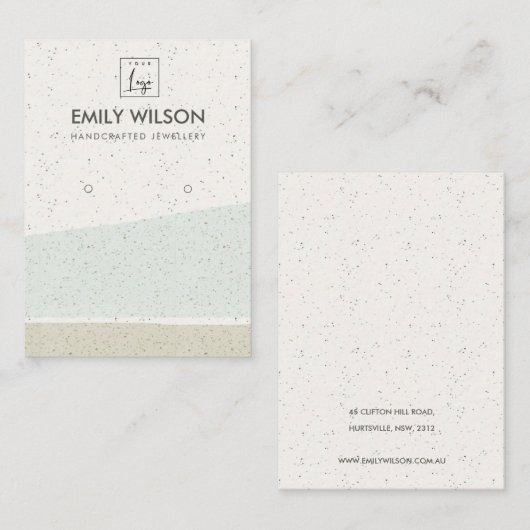 ABSTRACTE AQUA CERAMIC WAVES EARING DISPLAY LOGO VISITEKAARTJE (Voorkant / Achterkant)