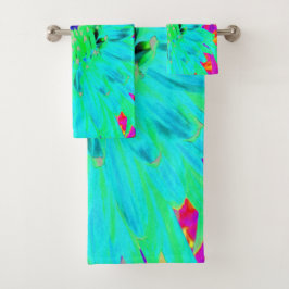 Abstracte Aqua Decoratief Dahlia Flower Bad Handdoek