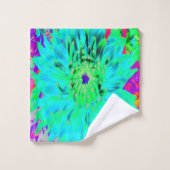 Abstracte Aqua Decoratief Dahlia Flower Bad Handdoek (Wasdoekje)