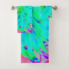 Abstracte Aqua Decoratief Dahlia Flower Bad Handdoek