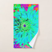 Abstracte Aqua Decoratief Dahlia Flower Bad Handdoek (Handdoek)