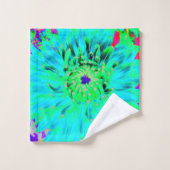 Abstracte Aqua Decoratief Dahlia Flower Bad Handdoek (Wasdoekje)