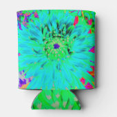 Abstracte Aqua Decoratief Dahlia Flower Blikjeskoeler (Achterkant)