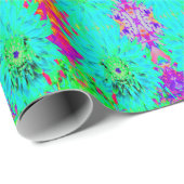Abstracte Aqua Decoratief Dahlia Flower Cadeaupapier (Rol Hoek)