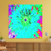 Abstracte Aqua Decoratief Dahlia Flower Canvas Afdruk (Insitu (Woonkamer))