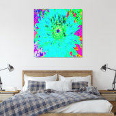 Abstracte Aqua Decoratief Dahlia Flower Canvas Afdruk (Insitu (Slaapkamer))