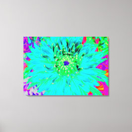 Abstracte Aqua Decoratief Dahlia Flower Canvas Afdruk