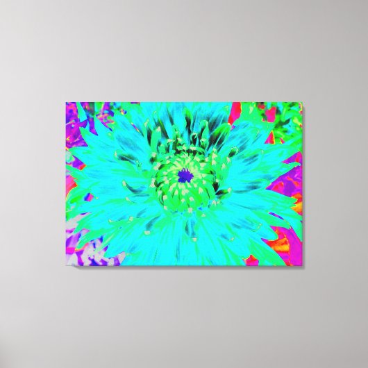 Abstracte Aqua Decoratief Dahlia Flower Canvas Afdruk (Voorkant)